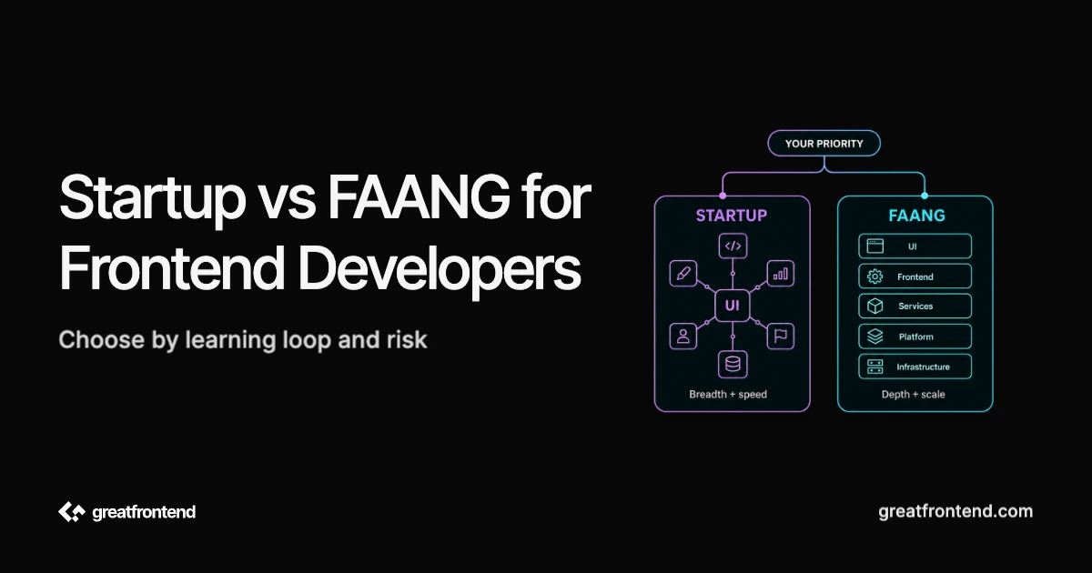 Startup vs FAANG for Frontend Developers: How to Choose in 2026